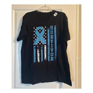 NWOT Men's Black Short Sleeve T Prostrate Cancer Survivor Size Large